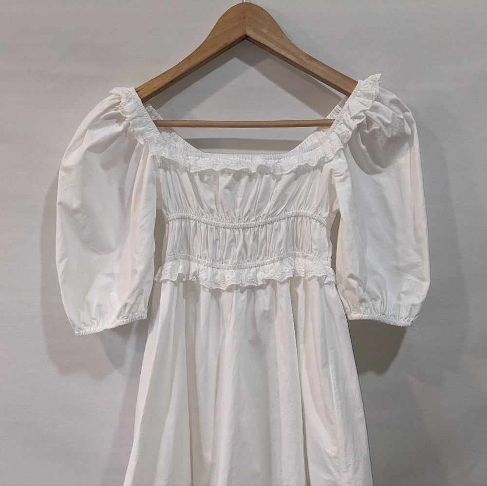Altar'd State 100% Cotton White Puff Sleeve Dress Size XS - Picture 11 of 12